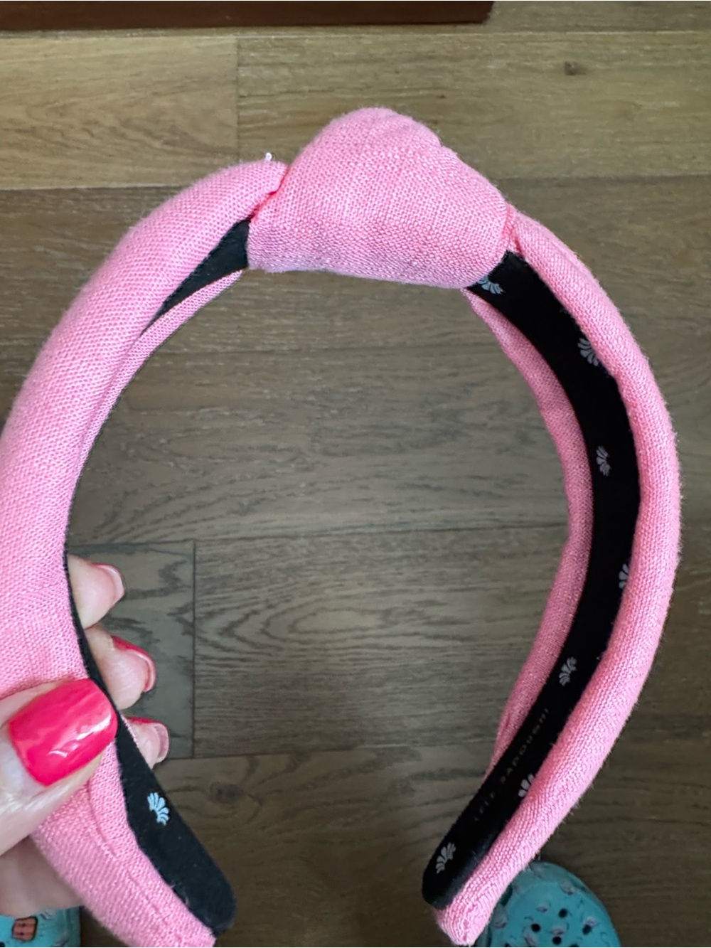 Lele Sadoughi Pink Linen Slim Knotted Headband